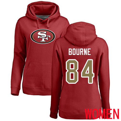 San Francisco 49ers Red Women Kendrick Bourne Name and Number Logo #84 Pullover